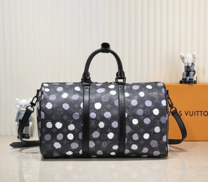 Louis Vuitton X YK Monogram Eclipse Keepall 45 Bandouliere Travel Bag angle 3