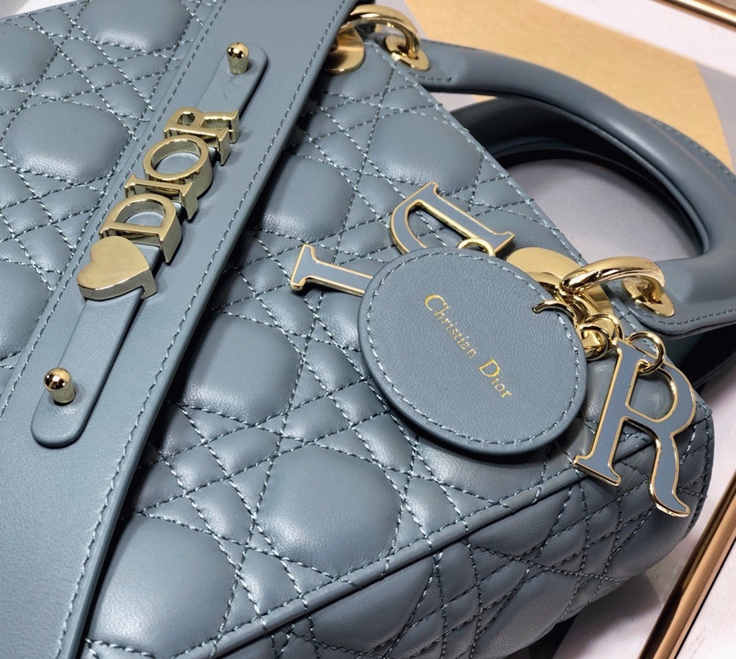 Dior Small Lady Dior My ABCDior Bag Replica in Sky Blue angle 4