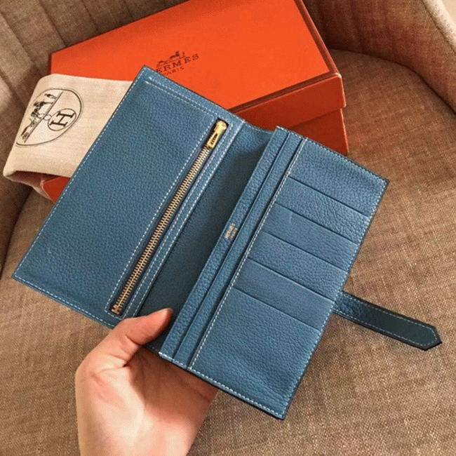 Blue Jean Clemence Knockoff Hermes Bearn Wallet angle 3