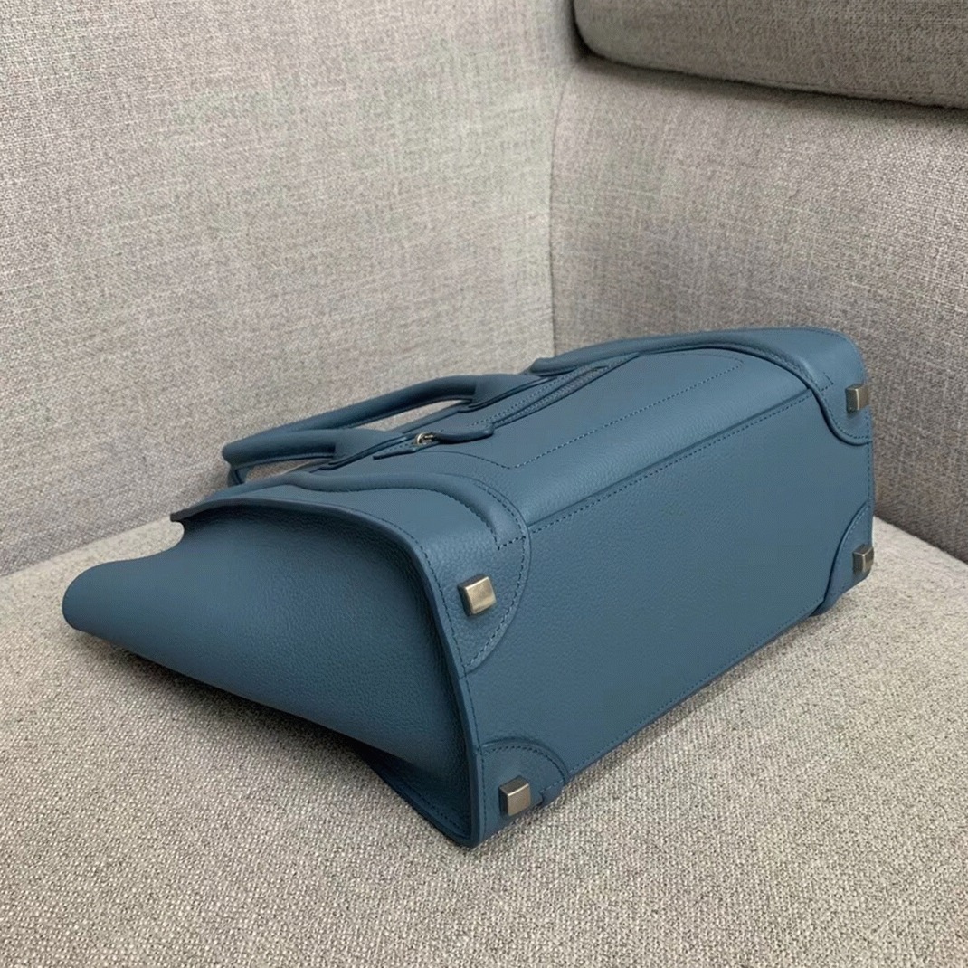 Celine Micro Luggage Tote Bag Knockoff in Slate Blue angle 5