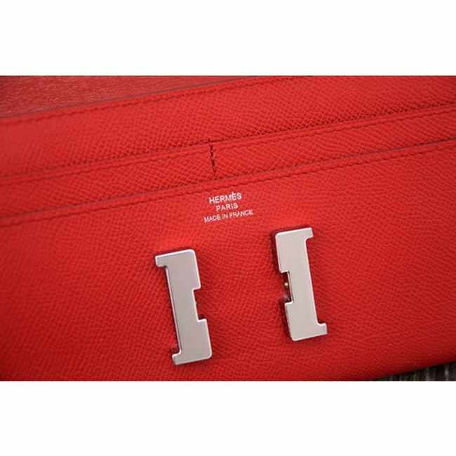 Red AAA fake Hermes Constance wallet angle 2