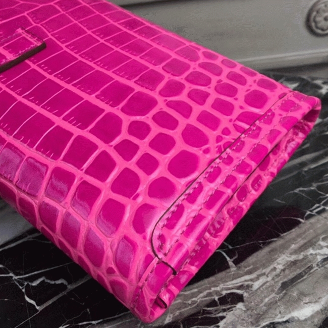 Rose Red Crocodile Leather Replica Hermes Jige Elan 29 Elegant Clutch angle 3