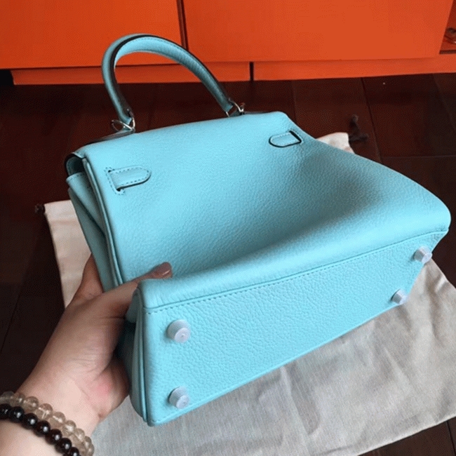 Blue Atoll Clemence Replica Hermes Kelly 25cm Retourne Handbag angle 2