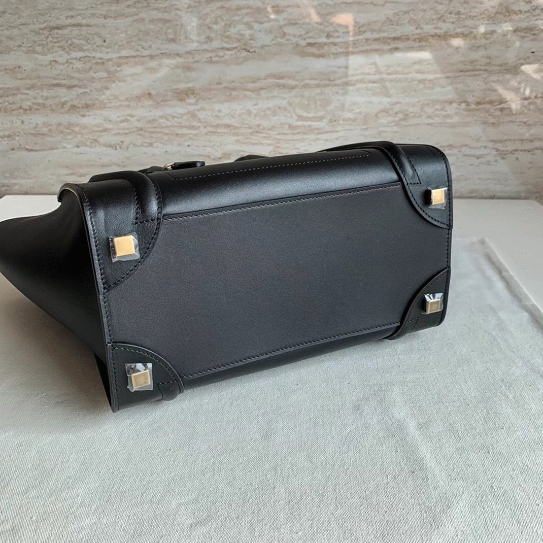 Celine Micro Luggage Tote Bag Replica in Black angle 2