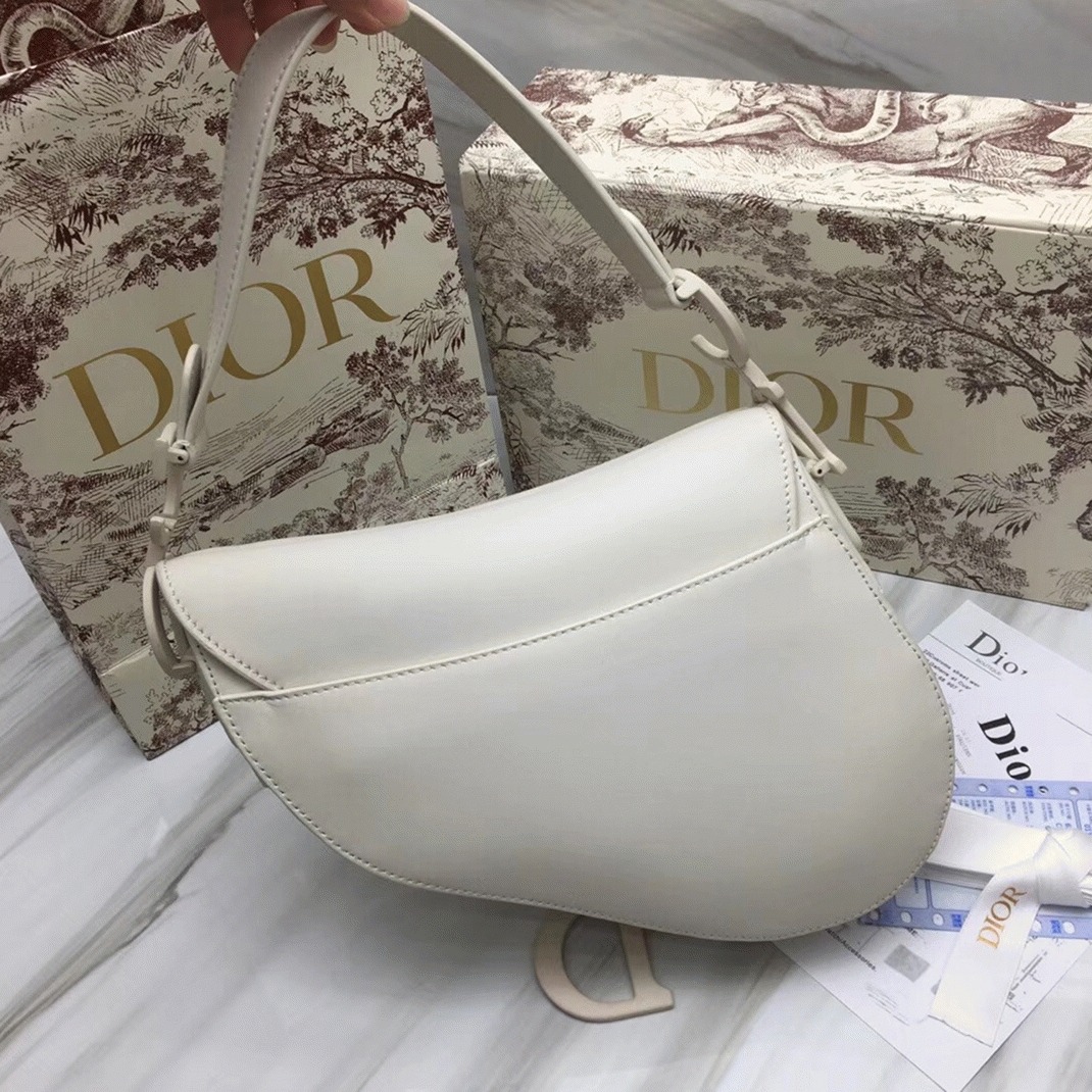 Dior Saddle Bag Fake in White Ultramatte Calfskin angle 5