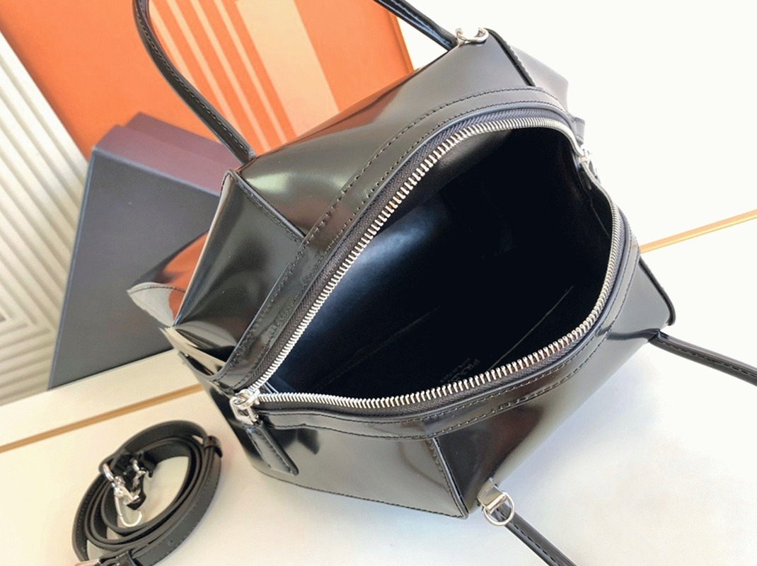 Prada Supernova Small Top Handle Bag Replica in Black Brushed angle 2