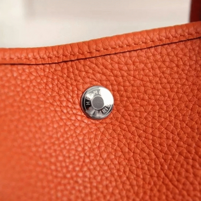 Orange Fake Luxury Hermes Garden Party 30cm Canvas Tote angle 4