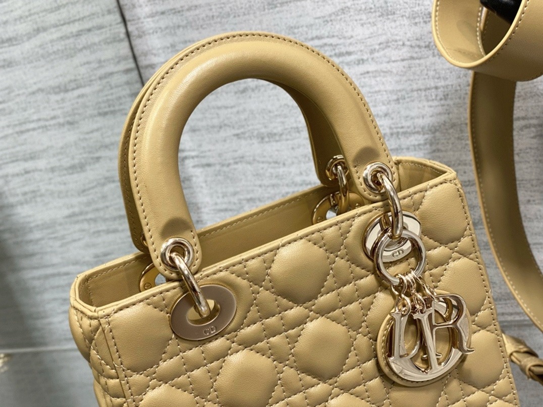 Dior Small Lady Dior My ABCDior Bag Fake in Pastel Yellow angle 4
