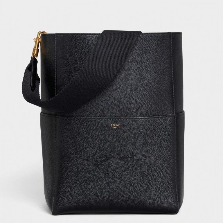 Top Quality Replica Celine Sangle Bucket Bag In Black Grained Calfskin