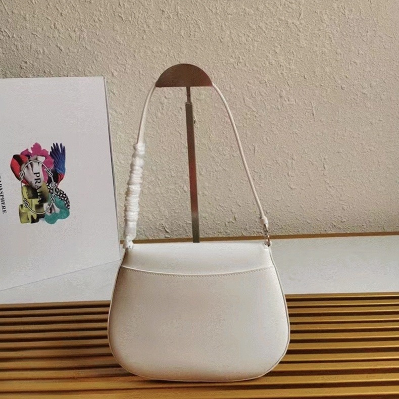 White Prada Cleo Flap Bag Replica angle 2
