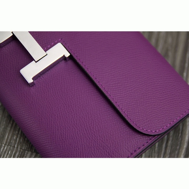 Purple fake designer Hermes Constance wallet angle 5