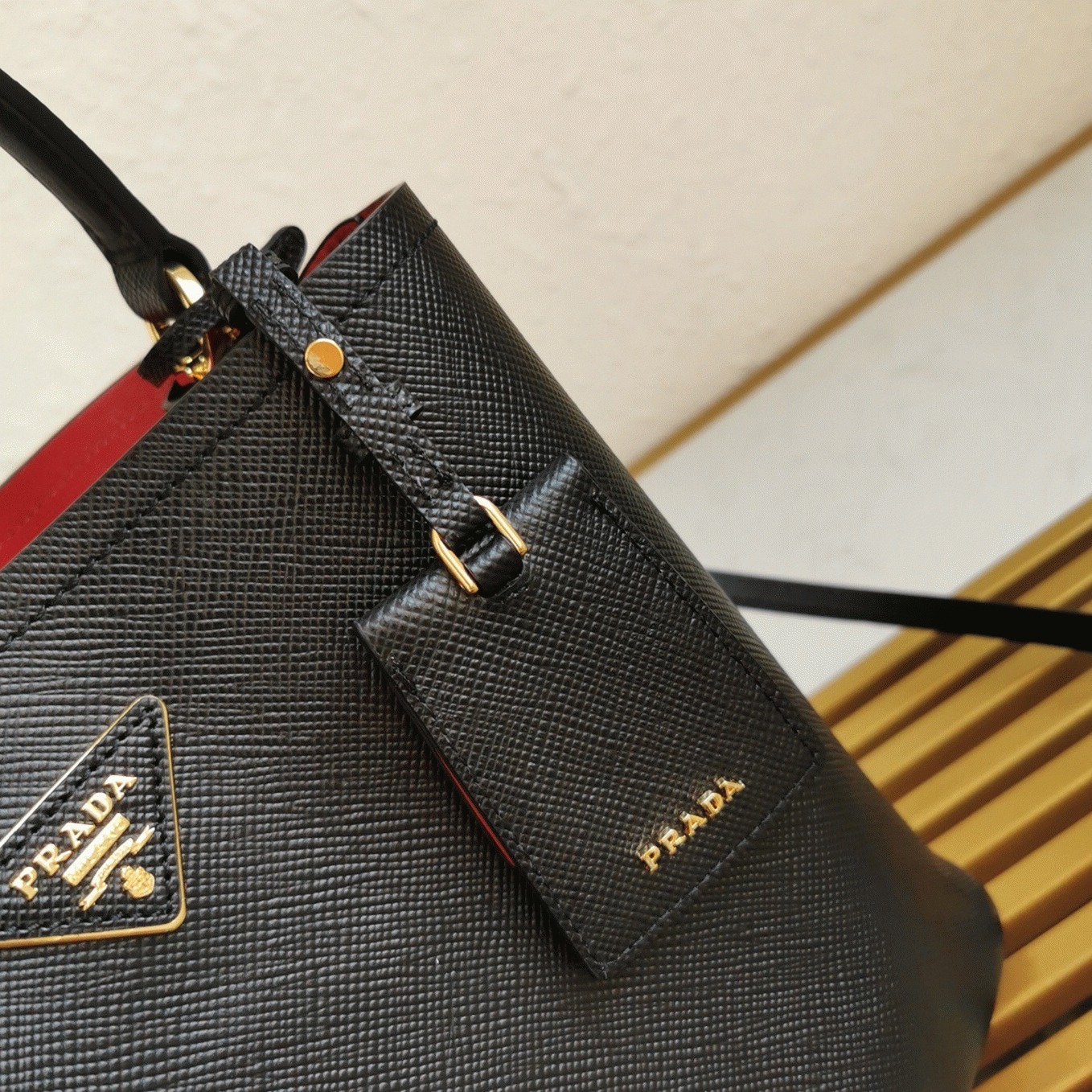 Black Prada Large Panier Bag Knockoff angle 2