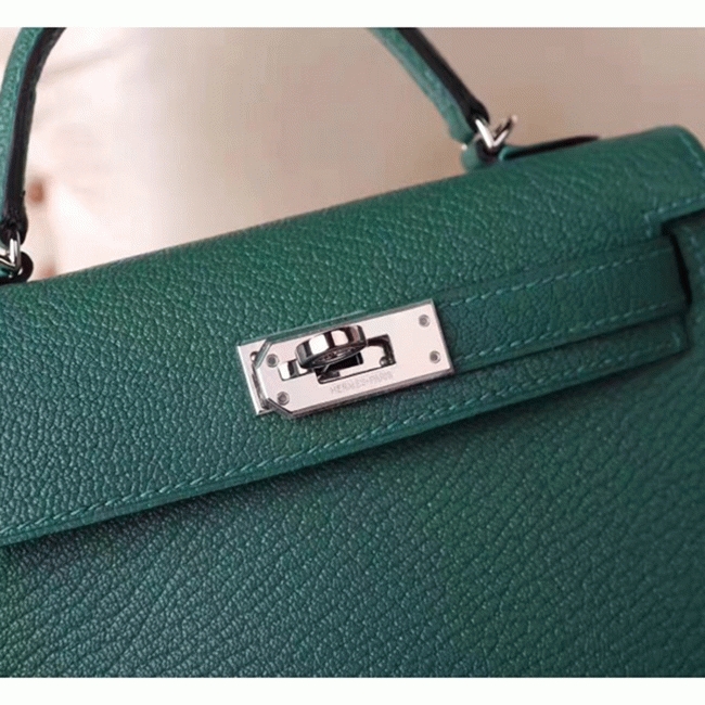 Malachite Chevre Replica Luxury Hermes Kelly 20cm Bag angle 3