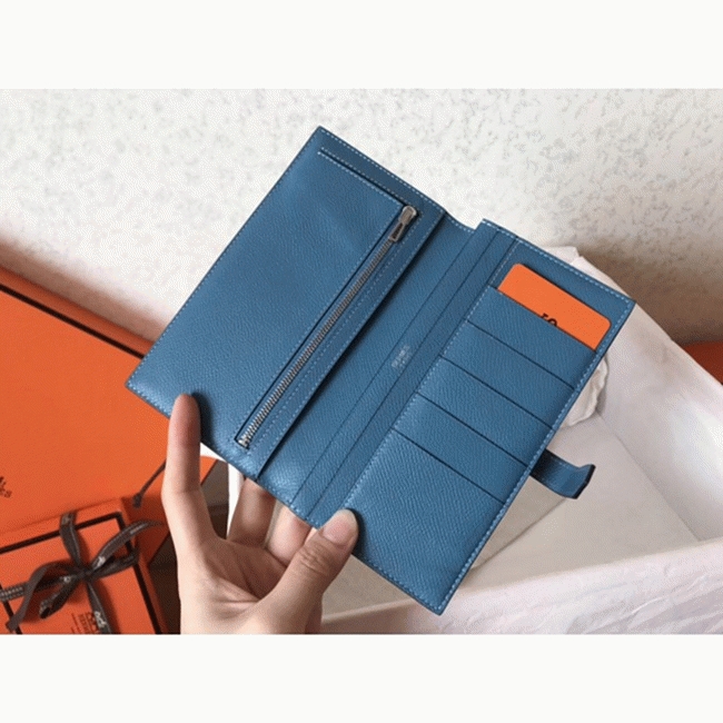 Orange Blue Jean Epsom Fake Hermes Bearn Wallet angle 2