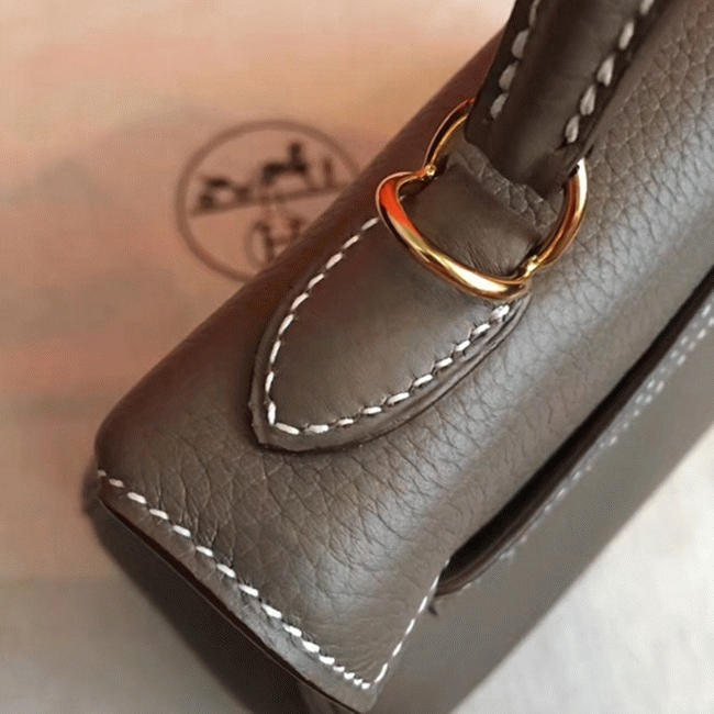 Etoupe Clemence Fake Hermes Kelly 25cm Stylish Handbag angle 2