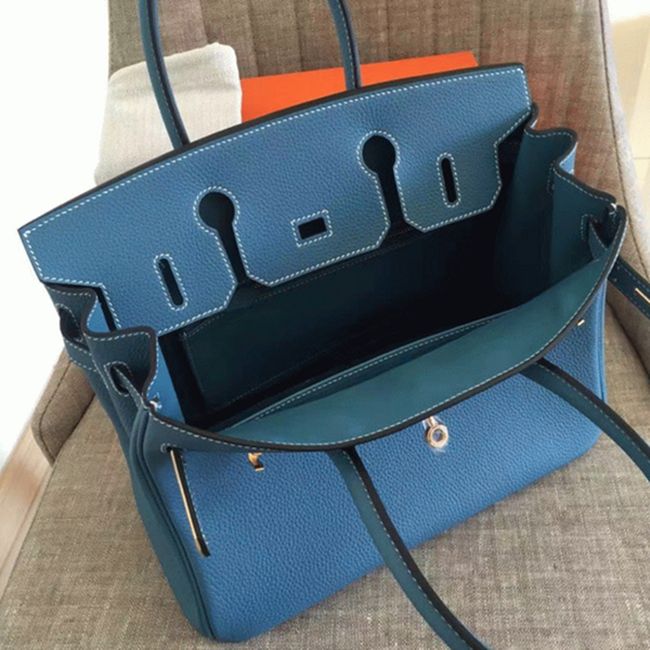 Affordable Blue Jean Hermes Birkin 30cm Replica Bag angle 2
