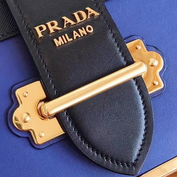 Blue/Black Prada Cahier Shoulder Bag Fake angle 4