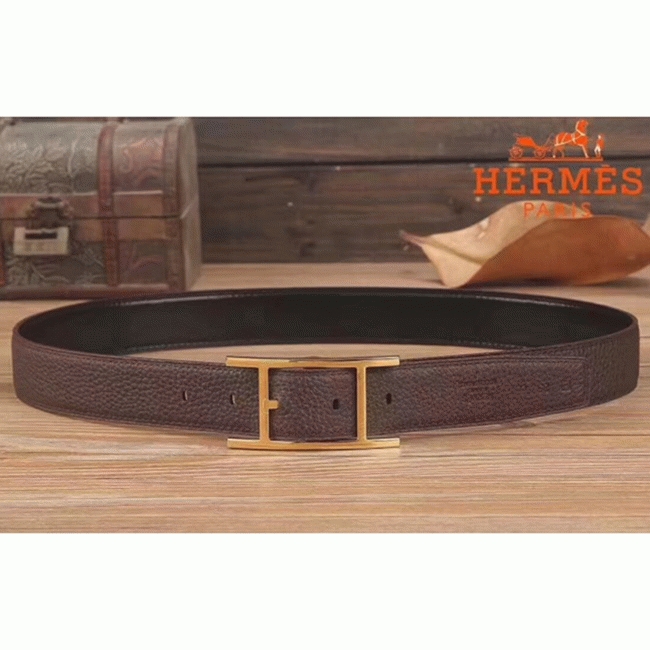 Replica Hermes Quentin chocolate reversible belt angle 2