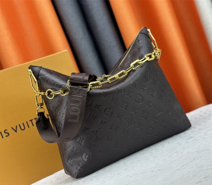 Louis Vuitton Monogram Empreinte Coussin MM Hobo In Chocolate angle 2