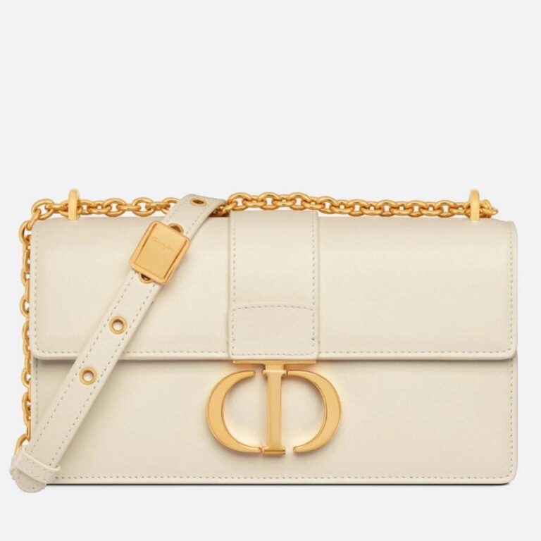 Dior 30 Montaigne East-West Bag with Chain Fake in White Calfskin