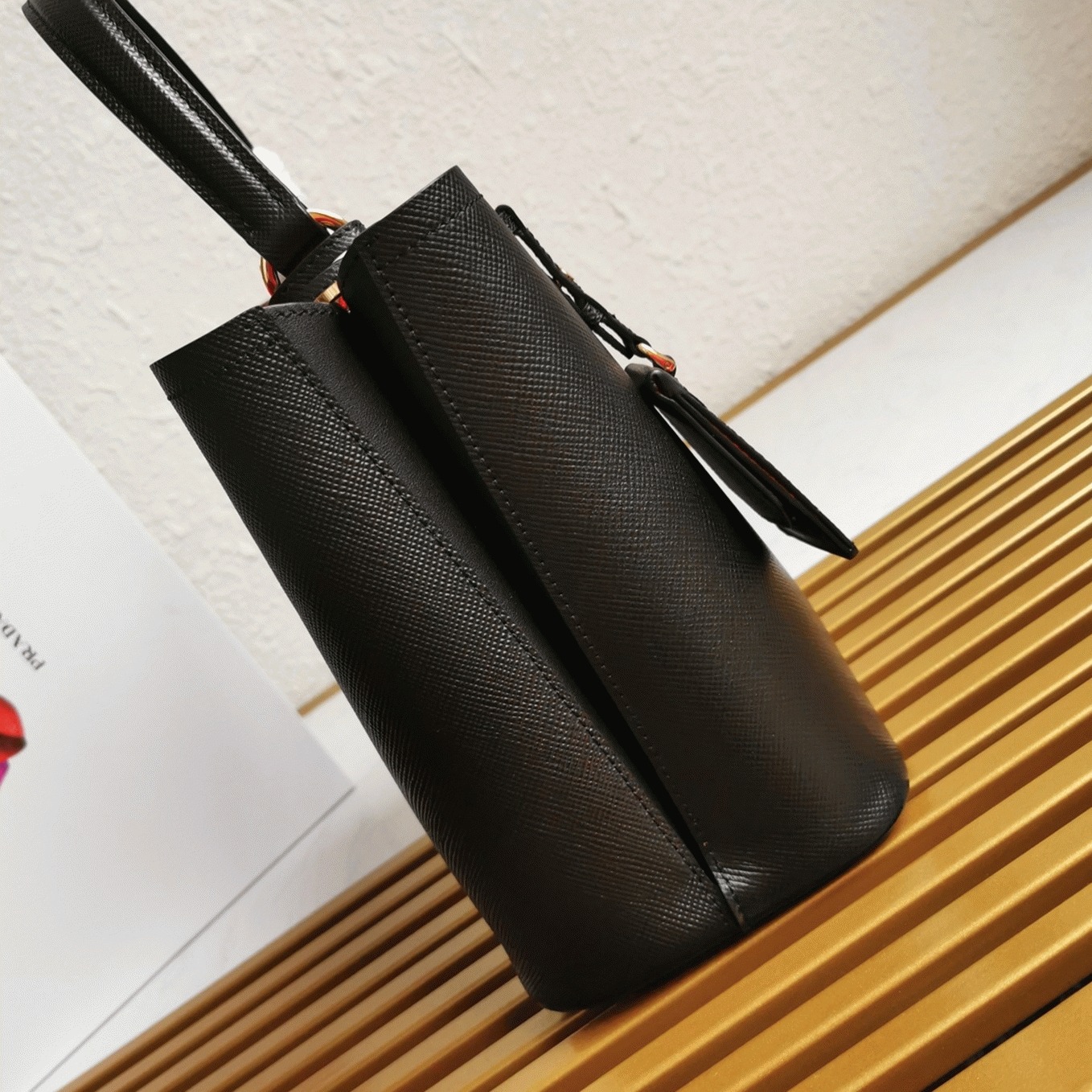 Black Prada Medium Panier Bag Replica angle 4