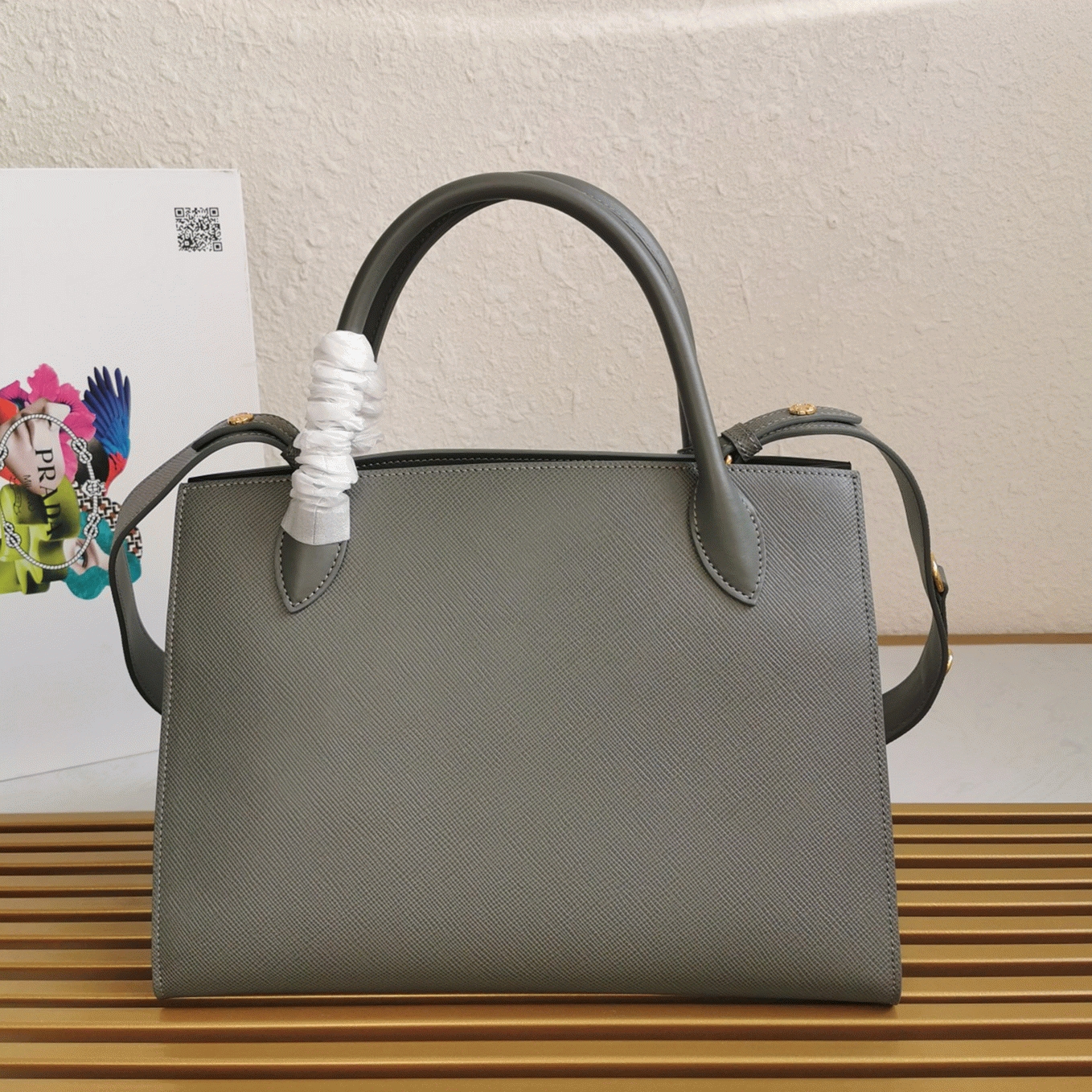Grey Prada Monochrome Medium Bag Replica angle 5
