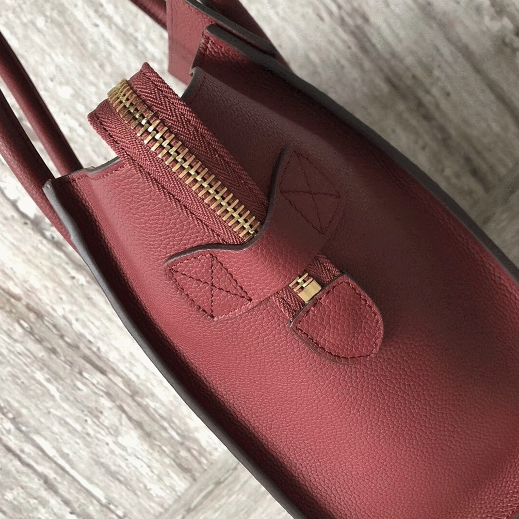 Celine Micro Luggage Tote Bag Knockoff in Dark Red angle 3
