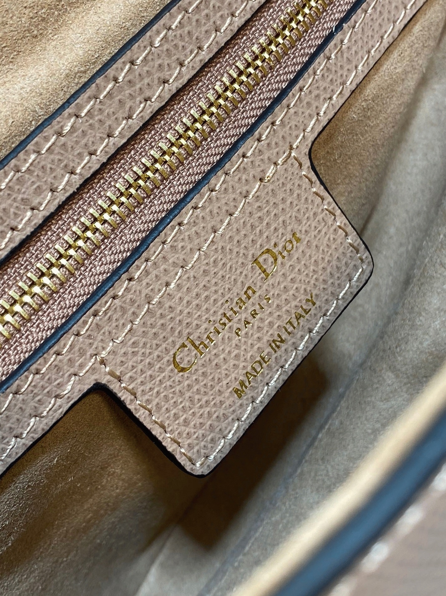 Dior Saddle Bag with Strap Knockoff in Blush Grained Calfskin angle 4