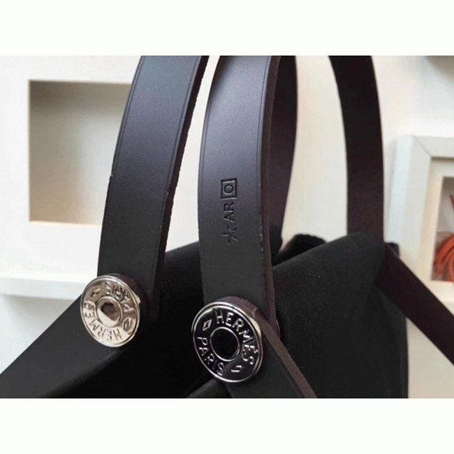 Black Canvas Fake Luxury Hermes Cabag Elan Stylish Tote angle 4