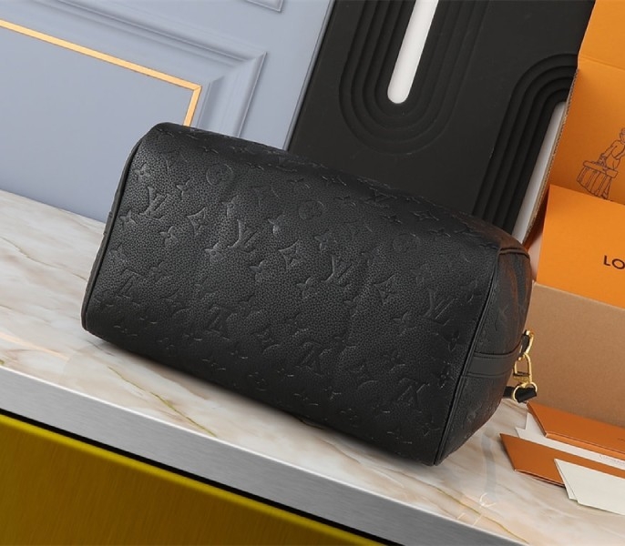 Louis Vuitton Monogram Empreinte Speedy Soft 30 Handbag In Black angle 3