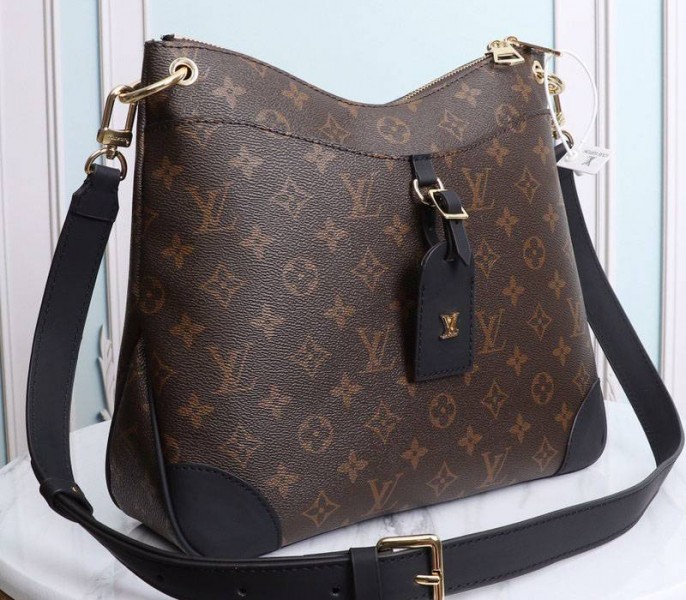 Louis Vuitton Monogram Canvas Odeon MM Bag In Black angle 2