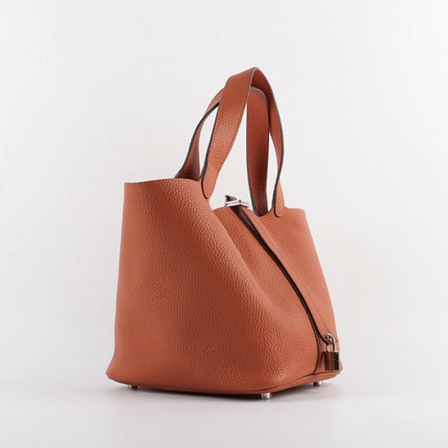 Orange knockoff Hermes Picotin Lock handbag angle 5