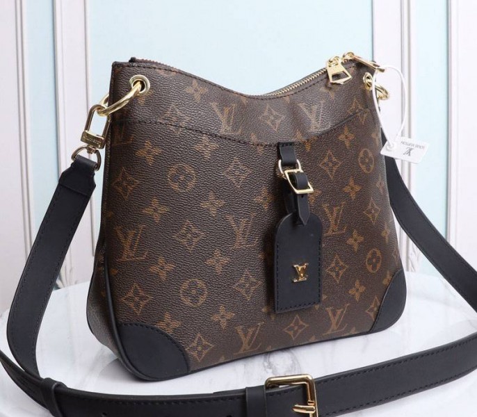 Louis Vuitton Monogram Canvas Odeon PM Bag In Black angle 2