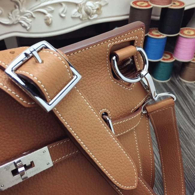 Brown replica Hermes Jypsiere 31cm handbag angle 4