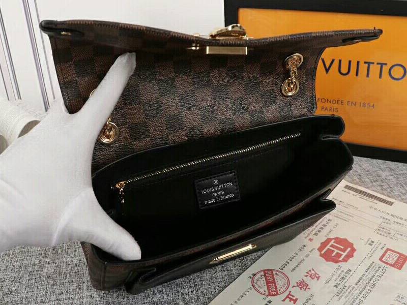 Louis Vuitton Damier Ebene Canvas Vavin PM Bag In Black angle 3