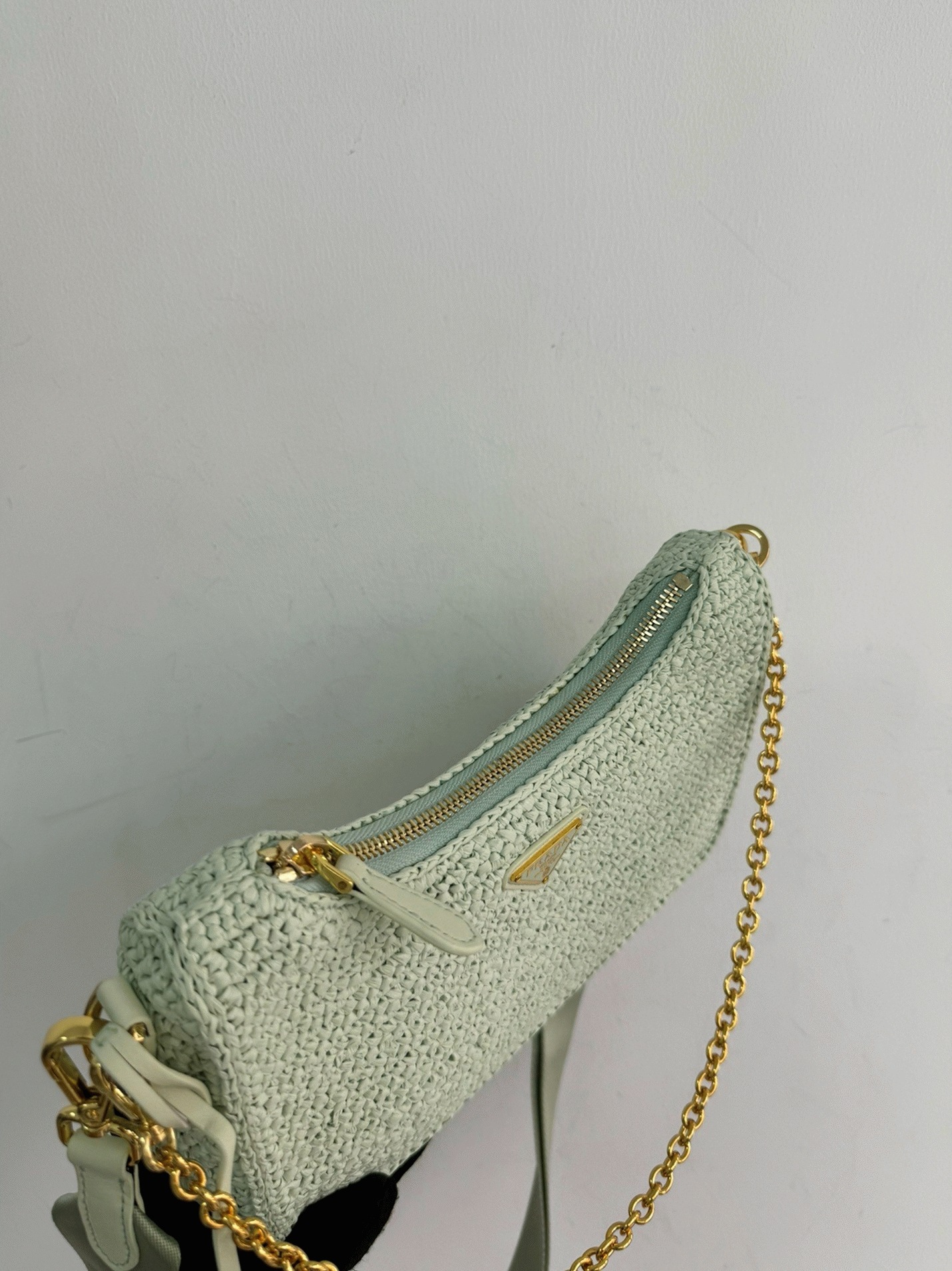 Prada Re-Edition Crochet Bag Replica in Aqua angle 3