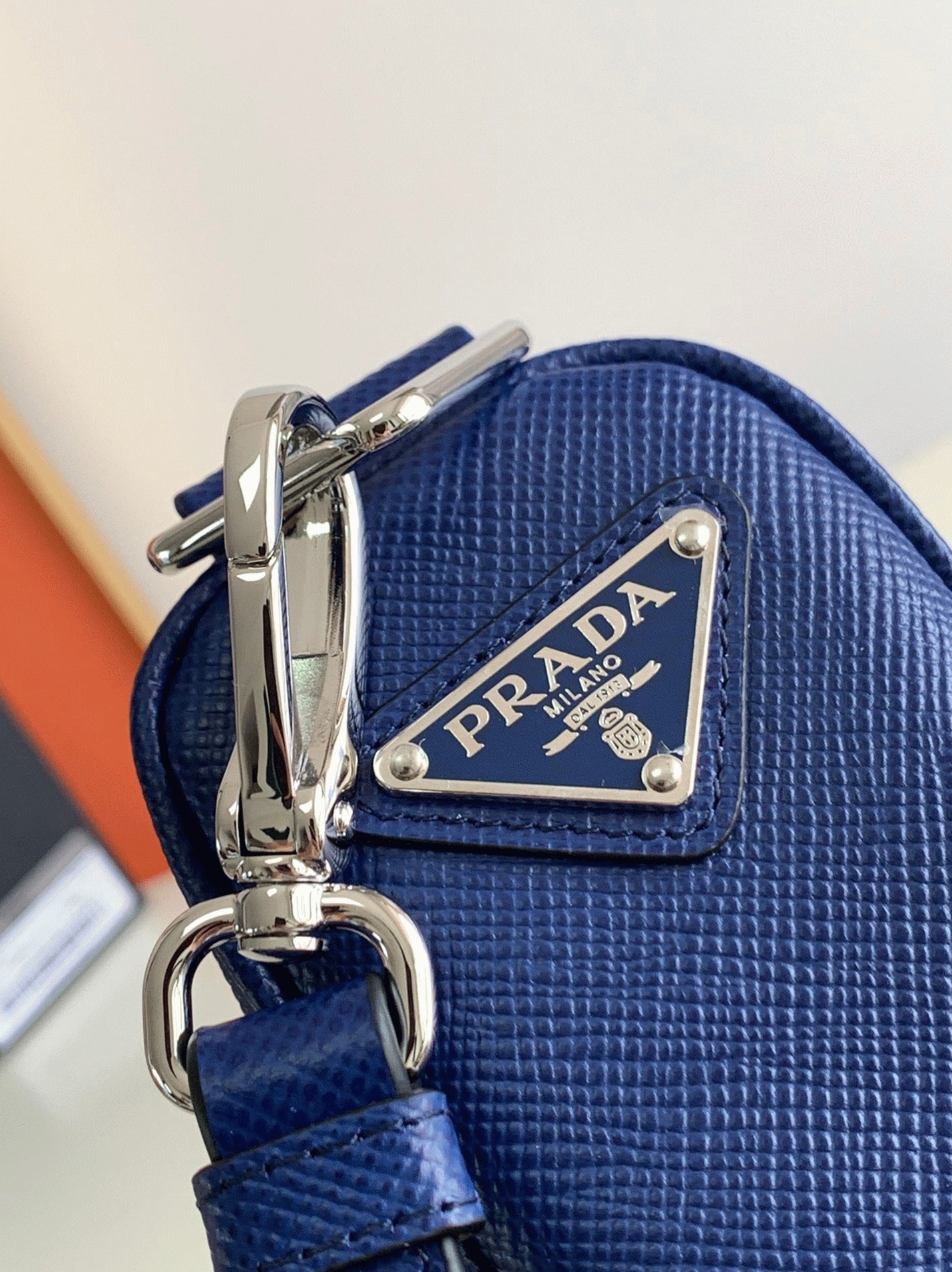 Prada Triangle Shoulder Bag Replica in Blue angle 3