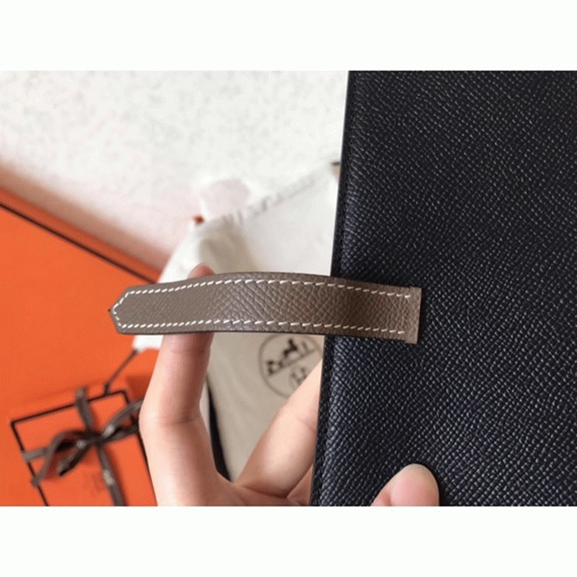 Black Taupe Fake Hermes Bearn Wallet angle 3