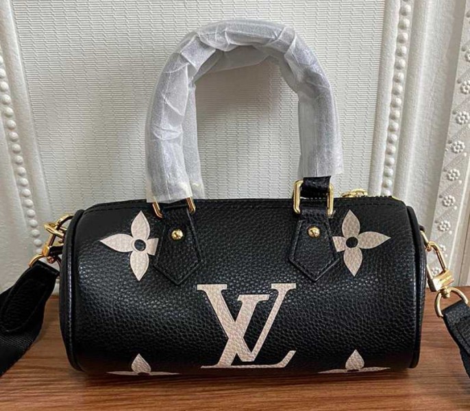 Louis Vuitton Monogram Empreinte Papillon BB Bag In Black And Beige