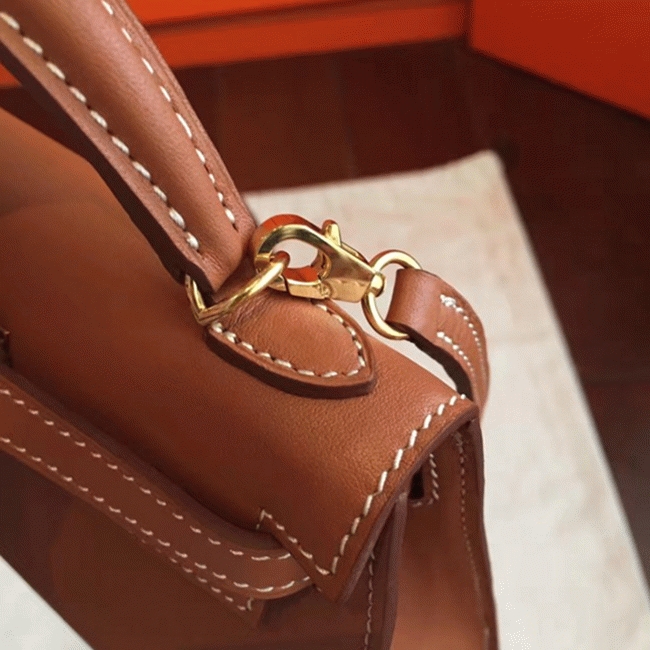 Gold Swift Replica Hermes Kelly 20cm Premium Quality Bag angle 2