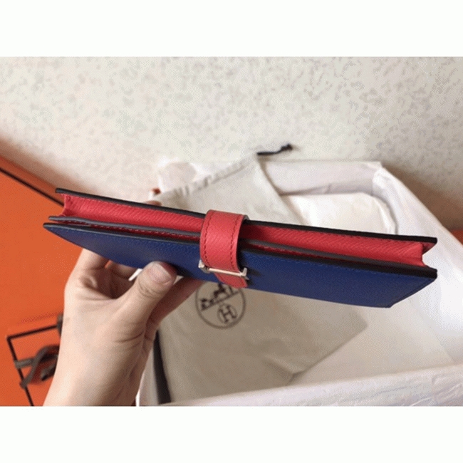Electric Blue Piment Epsom Imitation Hermes Bearn Wallet angle 2