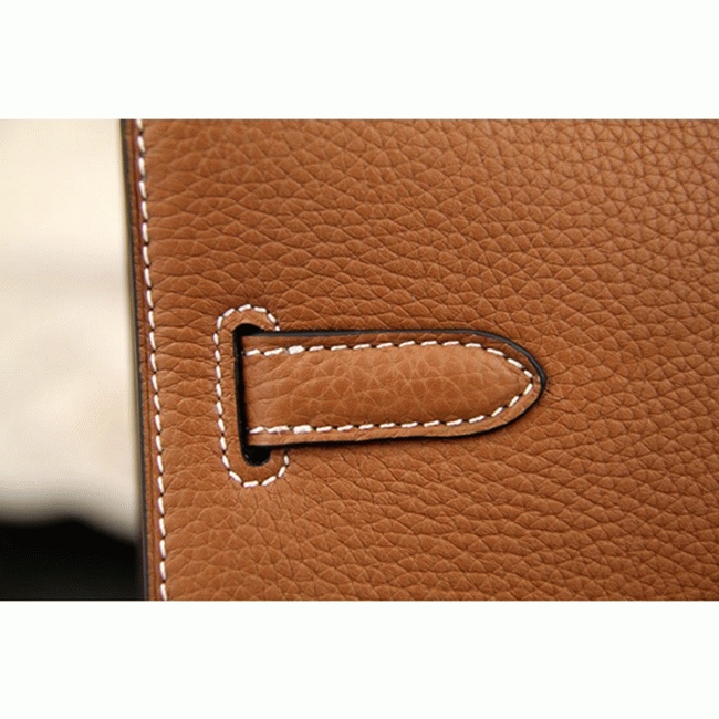 Brown Calf Leather Fake Hermes Kelly Depeche 38cm Briefcase angle 3