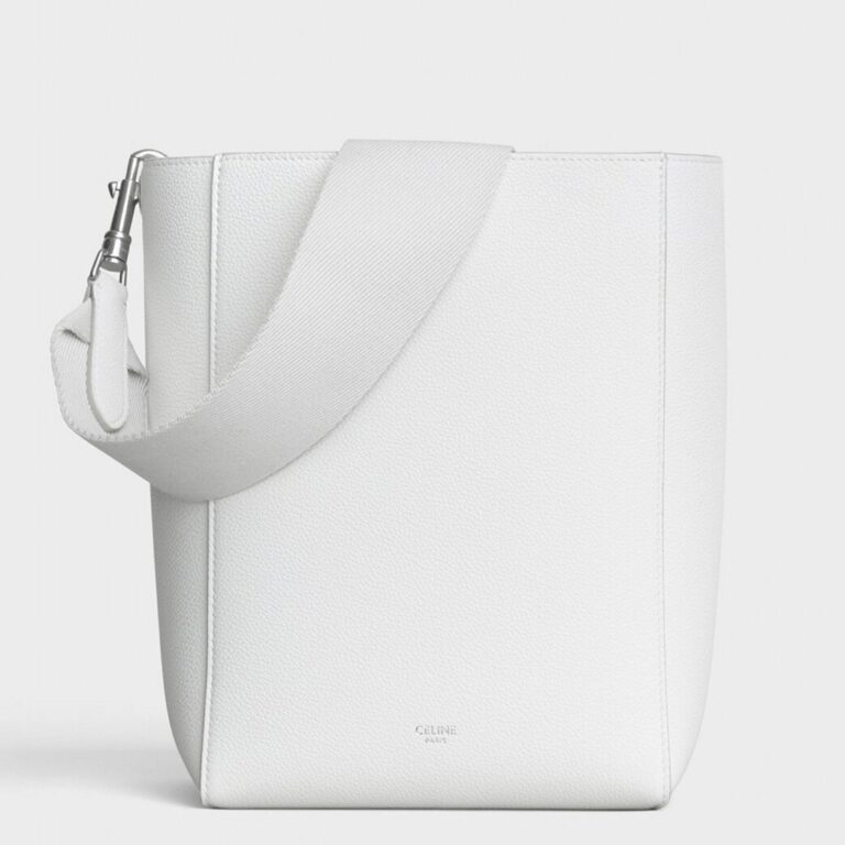 Top Quality Fake Celine Sangle Small Bucket Bag In White Calfskin