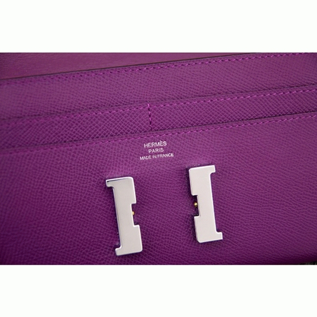 Purple fake designer Hermes Constance wallet angle 4