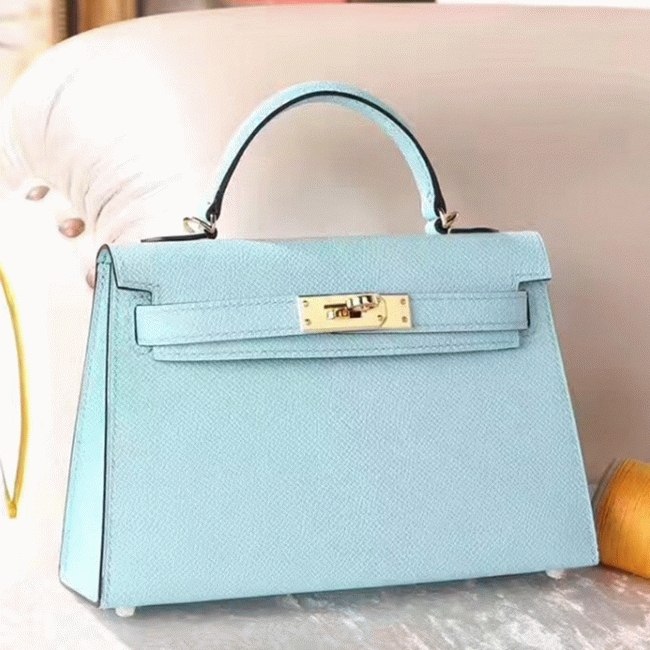 Blue Zephyr Epsom Copy Designer Hermes Kelly 20cm Handbag