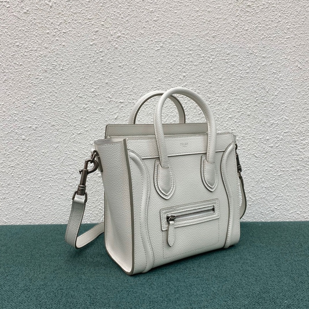 Celine Nano Luggage Tote Bag Replica in White angle 5