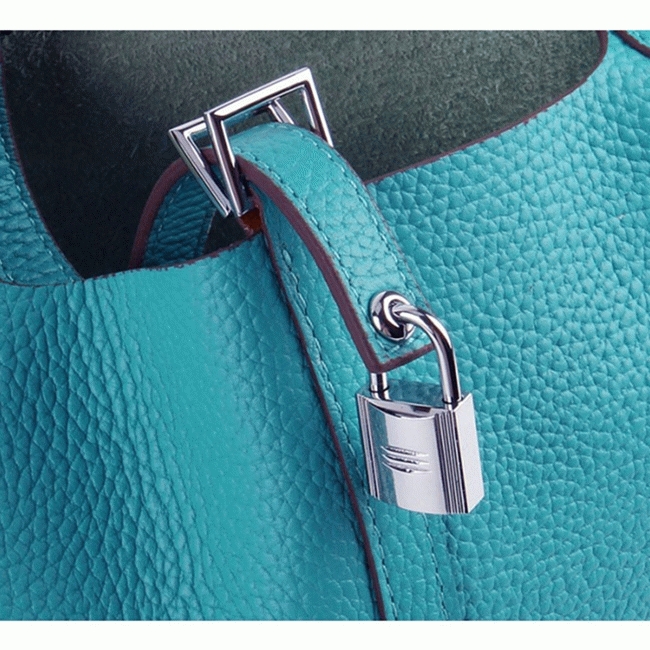 Turquoise replica Hermes Picotin Lock handbag angle 3