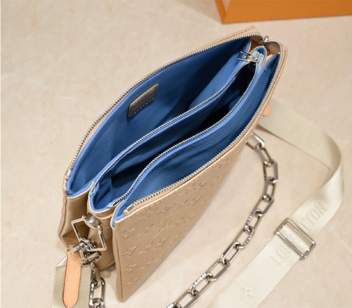Louis Vuitton Coussin PM Bag In Light Gold With Jacquard Strap angle 5