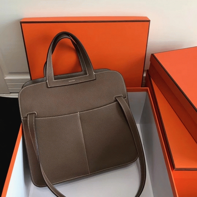 Etoupe Fake Hermes Halzan Soft Neutral Shoulder Bag angle 4