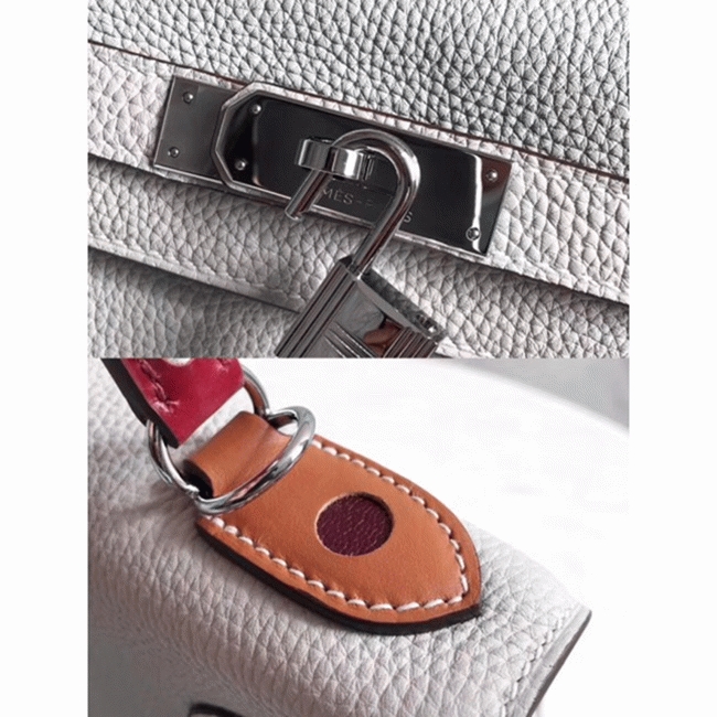 White with Zigzag Handle Replica Hermes Kelly 28cm Unique Bag angle 3